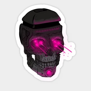 Cyborg Skull Sticker